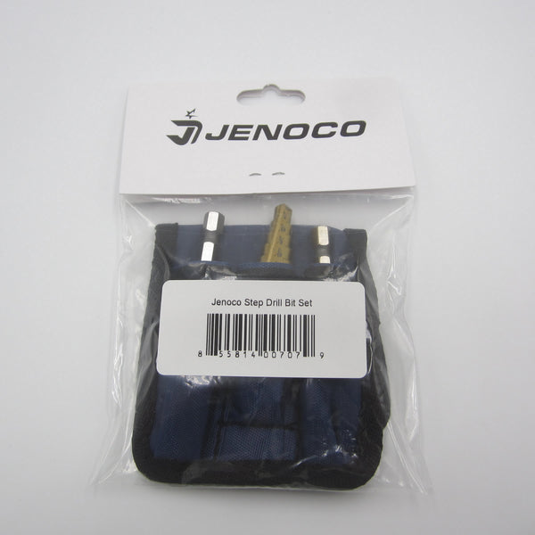 JENOCO 3pc Titanium Step Drill Bit Set Cone Shaped Hole Cutter / Reamer Bits - 28 Different SAE Sizes